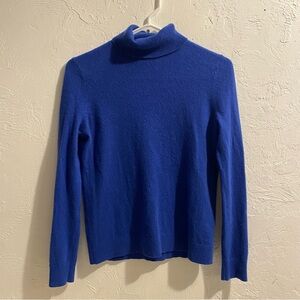 Lands' End Vibrant Blue Turtleneck Sweater Pure Cashmere